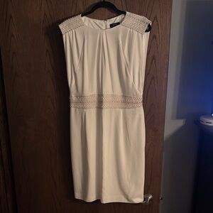 Tahari ASL Ivory Textured Midi Dress